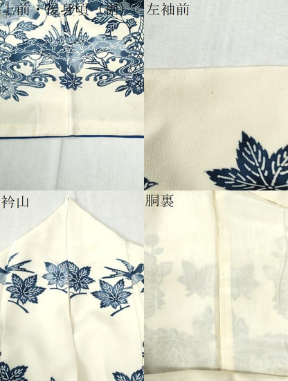 平和屋着物●訪問着　型染め　流水花鳥文　正絹　逸品　CABC6722yc
