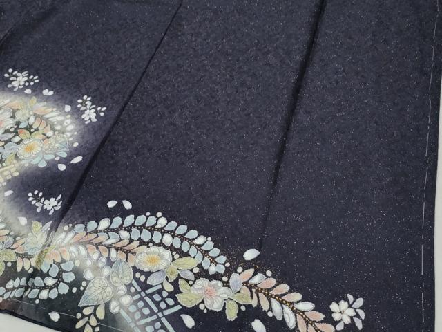 平和屋着物●訪問着 辻が花 暈し染め 銀通し地 ロング丈 正絹 逸品 未使用 CABC6723yc