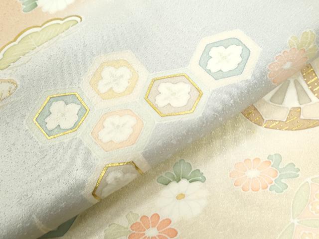 平和屋着物●訪問着　駒刺繍　花車文　暈し染め　金彩　正絹　逸品　未使用　CABC6724yc