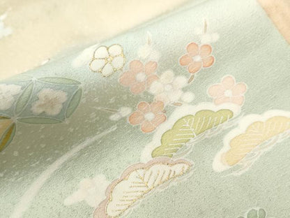 平和屋着物●訪問着　駒刺繍　花車文　暈し染め　金彩　正絹　逸品　未使用　CABC6724yc