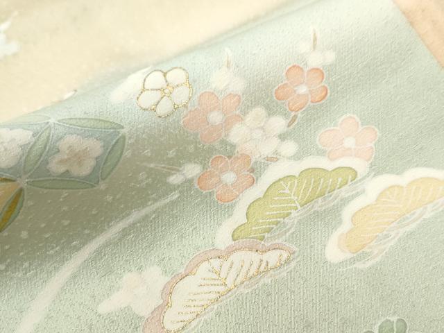 平和屋着物●訪問着　駒刺繍　花車文　暈し染め　金彩　正絹　逸品　未使用　CABC6724yc
