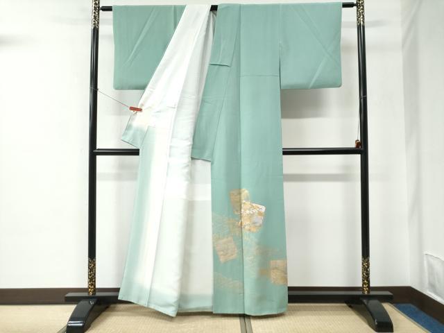 平和屋着物●金彩友禅　卓越技能者・名工・和田光正　色留袖　破れ色紙鴛鴦風景文　金彩　正絹　逸品　CABC6727yc