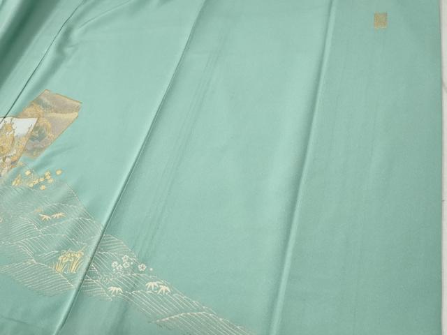 平和屋着物●金彩友禅　卓越技能者・名工・和田光正　色留袖　破れ色紙鴛鴦風景文　金彩　正絹　逸品　CABC6727yc
