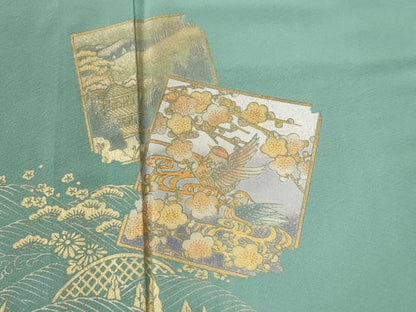 平和屋着物●金彩友禅　卓越技能者・名工・和田光正　色留袖　破れ色紙鴛鴦風景文　金彩　正絹　逸品　CABC6727yc