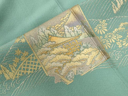 平和屋着物●金彩友禅　卓越技能者・名工・和田光正　色留袖　破れ色紙鴛鴦風景文　金彩　正絹　逸品　CABC6727yc
