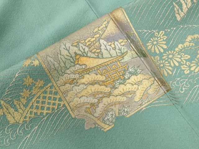 平和屋着物●金彩友禅　卓越技能者・名工・和田光正　色留袖　破れ色紙鴛鴦風景文　金彩　正絹　逸品　CABC6727yc