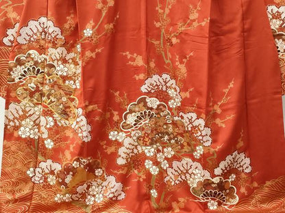 平和屋着物●豪華振袖　駒刺繍　浜松飛鶴吉祥梅文　金彩　正絹　逸品　CABC6729yc