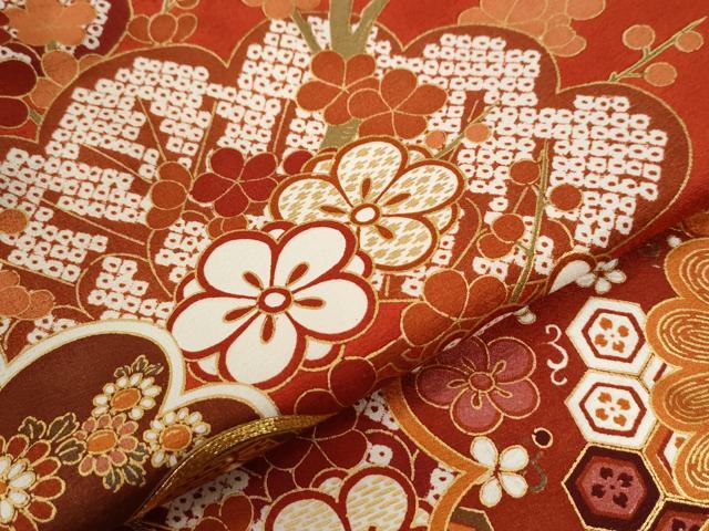 平和屋着物●豪華振袖　駒刺繍　浜松飛鶴吉祥梅文　金彩　正絹　逸品　CABC6729yc
