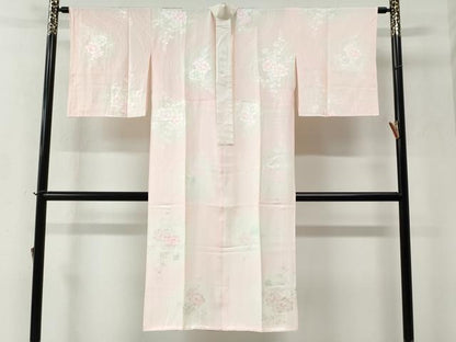 平和屋着物●長襦袢　袷　牡丹花地紋　暈し染め　正絹　逸品　CABC6734yc