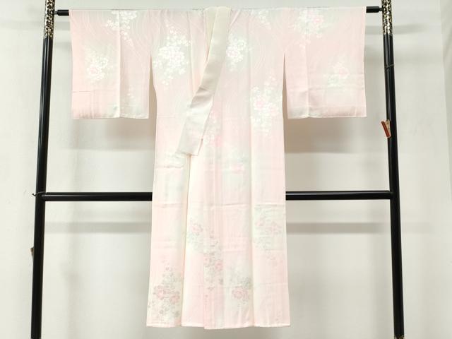 平和屋着物●長襦袢　袷　牡丹花地紋　暈し染め　正絹　逸品　CABC6734yc