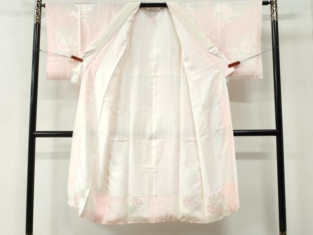 平和屋着物●長襦袢　袷　牡丹花地紋　暈し染め　正絹　逸品　CABC6734yc