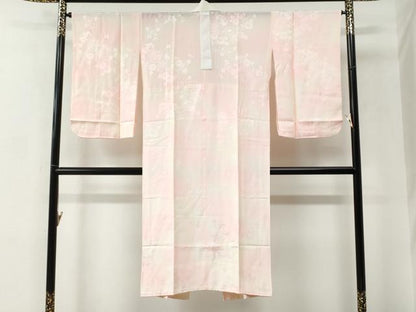 平和屋着物●長襦袢 無双仕立て 鼓枝花地紋 暈し染め 半衿刺繍 正絹 逸品 CABC6735yc