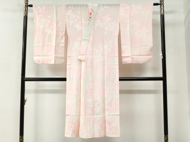 平和屋着物●長襦袢 無双仕立て 鼓枝花地紋 暈し染め 半衿刺繍 正絹 逸品 CABC6735yc