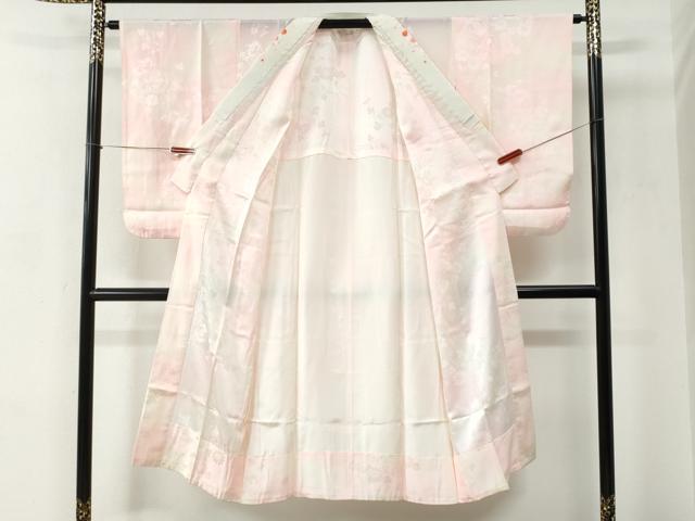平和屋着物●長襦袢 無双仕立て 鼓枝花地紋 暈し染め 半衿刺繍 正絹 逸品 CABC6735yc