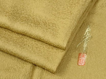 平和屋着物●本草木染作家　瑞寶　色無地　紋意匠　芥子色　鈴乃屋扱い　正絹　逸品　CABC6737yc