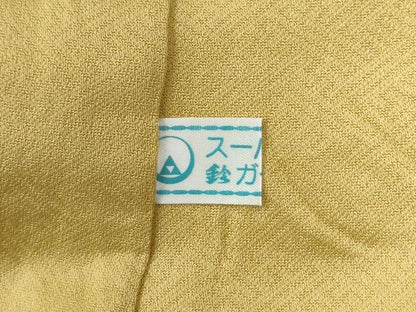 平和屋着物●本草木染作家　瑞寶　色無地　紋意匠　芥子色　鈴乃屋扱い　正絹　逸品　CABC6737yc