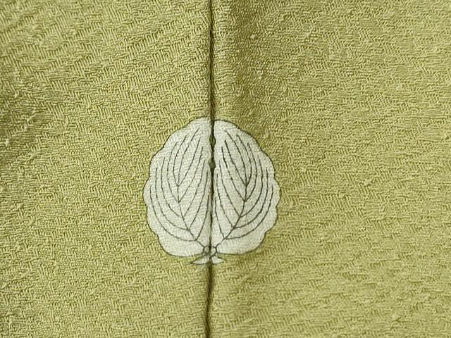 平和屋着物●本加賀友禅作家　押田正義監修　色無地　紗綾形地紋　抹茶色　正絹　逸品　未使用　CABC6739yc
