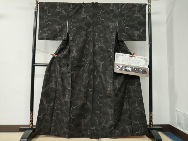 平和屋着物●本場大島紬　9マルキ　枝花文　さが美扱い　証明書付き　正絹　逸品　CABC6742yc