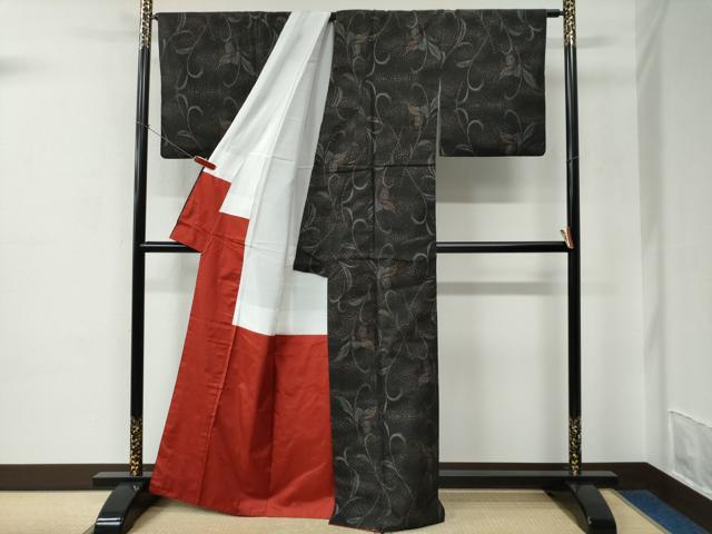 平和屋着物●本場大島紬　9マルキ　枝花文　さが美扱い　証明書付き　正絹　逸品　CABC6742yc