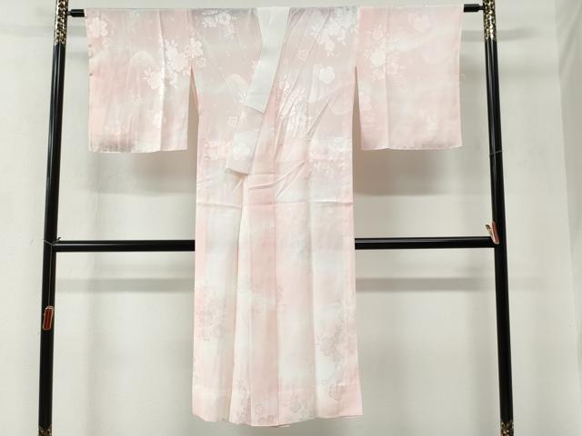 平和屋着物●長襦袢　無双仕立て　遠山舞桜地紋　暈し染め　正絹　逸品　未使用　CABC6743yc