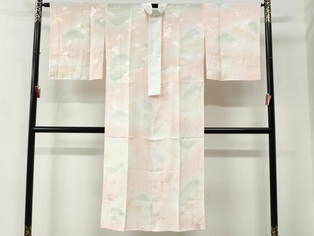 平和屋着物●長襦袢　無双仕立て　流水橘舞桜地紋　暈し染め　正絹　逸品　CABC6744yc