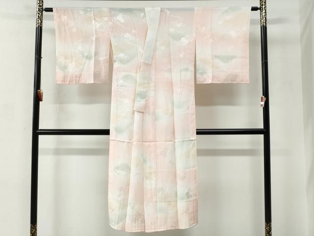 平和屋着物●長襦袢　無双仕立て　流水橘舞桜地紋　暈し染め　正絹　逸品　CABC6744yc