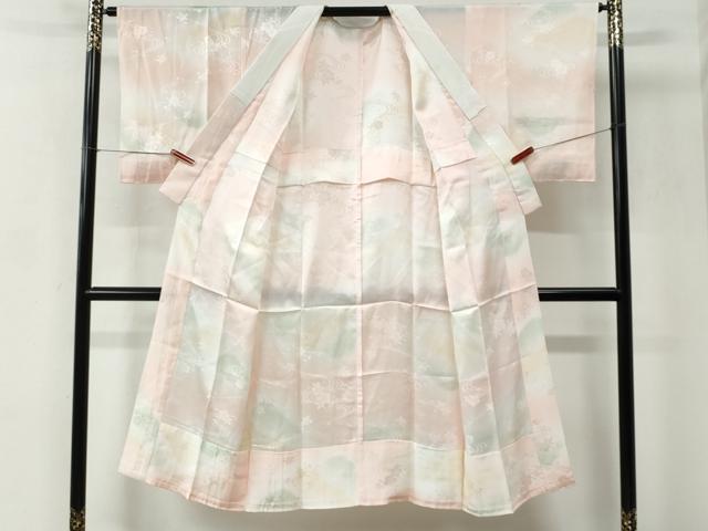 平和屋着物●長襦袢　無双仕立て　流水橘舞桜地紋　暈し染め　正絹　逸品　CABC6744yc