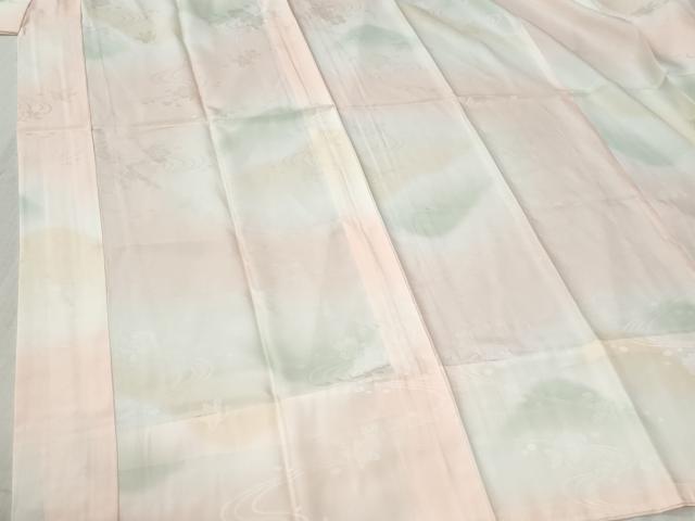 平和屋着物●長襦袢　無双仕立て　流水橘舞桜地紋　暈し染め　正絹　逸品　CABC6744yc