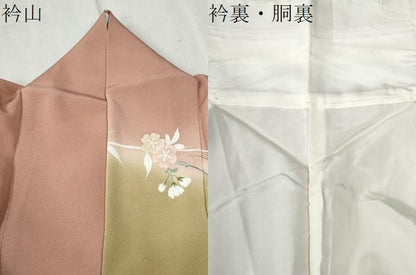 平和屋着物●訪問着　扇面吉祥枝桜文　暈し染め　金彩　正絹　逸品　CABC6745yc