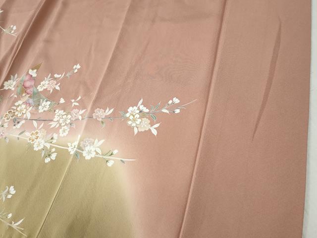 平和屋着物●訪問着　扇面吉祥枝桜文　暈し染め　金彩　正絹　逸品　CABC6745yc
