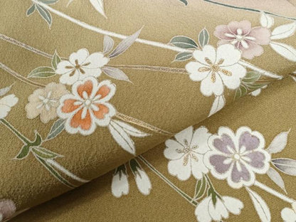 平和屋着物●訪問着　扇面吉祥枝桜文　暈し染め　金彩　正絹　逸品　CABC6745yc
