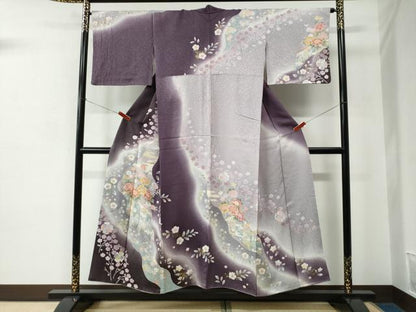平和屋着物●訪問着　雪輪牡丹花文　暈し染め　金彩　正絹　逸品　CABC6749yc