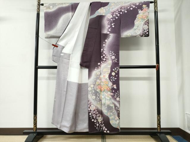 平和屋着物●訪問着　雪輪牡丹花文　暈し染め　金彩　正絹　逸品　CABC6749yc