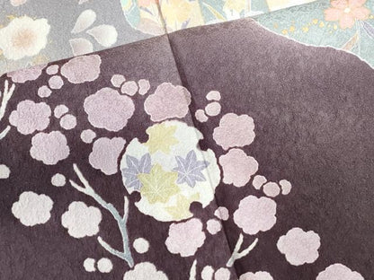 平和屋着物●訪問着　雪輪牡丹花文　暈し染め　金彩　正絹　逸品　CABC6749yc