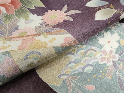平和屋着物●訪問着　雪輪牡丹花文　暈し染め　金彩　正絹　逸品　CABC6749yc