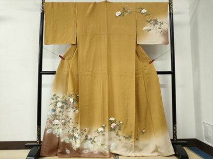 平和屋着物●訪問着 作家物 枝花文 暈し染め 金彩 正絹 逸品 CABC6750yc