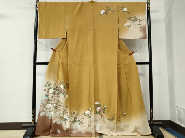 平和屋着物●訪問着 作家物 枝花文 暈し染め 金彩 正絹 逸品 CABC6750yc