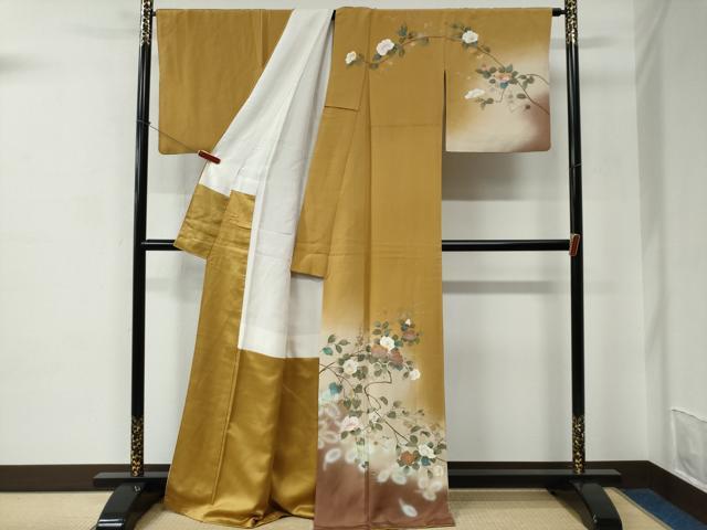 平和屋着物●訪問着 作家物 枝花文 暈し染め 金彩 正絹 逸品 CABC6750yc