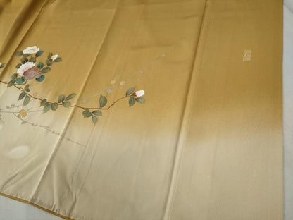 平和屋着物●訪問着 作家物 枝花文 暈し染め 金彩 正絹 逸品 CABC6750yc