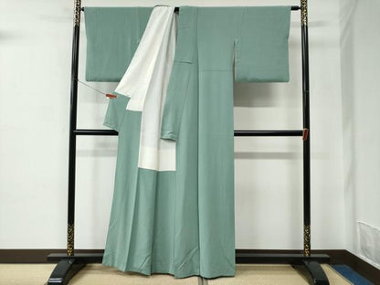 平和屋着物●上質な色無地　薄青色　正絹　逸品　CABC6752yc