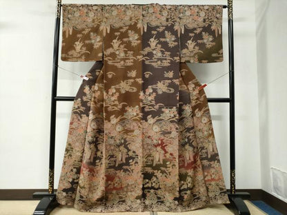 平和屋着物●訪問着　雲取り吉祥草花文　暈し染め　正絹　逸品　CABC6754yc