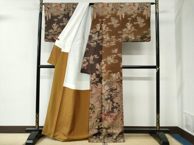 平和屋着物●訪問着　雲取り吉祥草花文　暈し染め　正絹　逸品　CABC6754yc