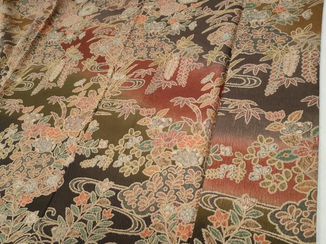 平和屋着物●訪問着　雲取り吉祥草花文　暈し染め　正絹　逸品　CABC6754yc