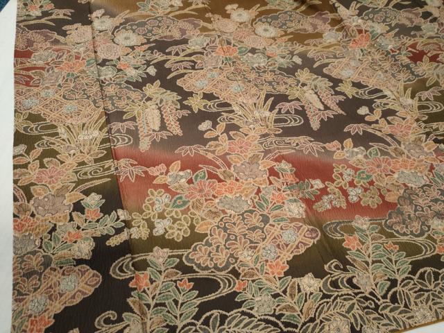 平和屋着物●訪問着　雲取り吉祥草花文　暈し染め　正絹　逸品　CABC6754yc