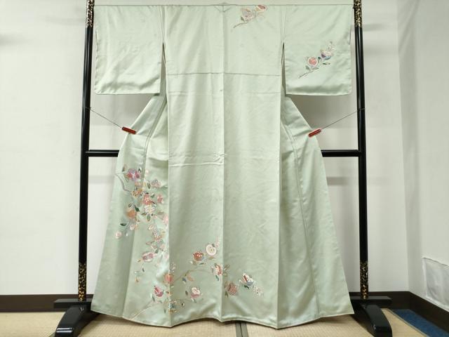 平和屋着物●訪問着　橘枝桜文　金彩　正絹　逸品　未使用　CABC6755yc