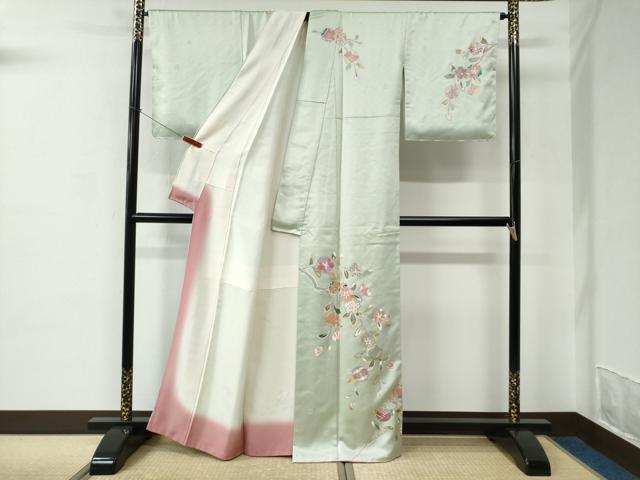 平和屋着物●訪問着　橘枝桜文　金彩　正絹　逸品　未使用　CABC6755yc