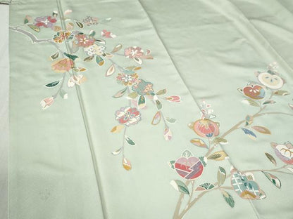 平和屋着物●訪問着　橘枝桜文　金彩　正絹　逸品　未使用　CABC6755yc