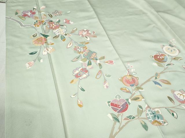 平和屋着物●訪問着　橘枝桜文　金彩　正絹　逸品　未使用　CABC6755yc