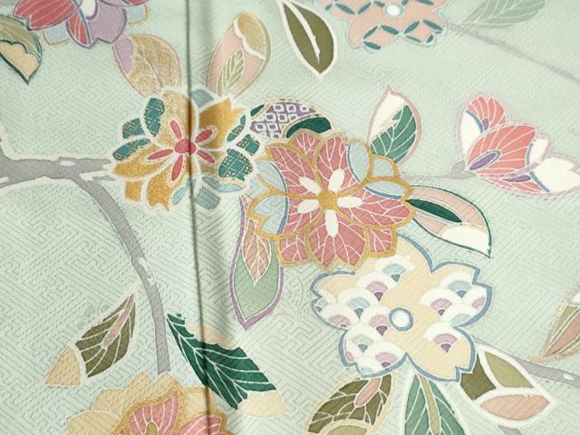 平和屋着物●訪問着　橘枝桜文　金彩　正絹　逸品　未使用　CABC6755yc