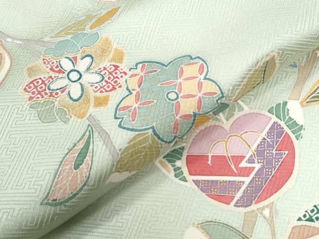 平和屋着物●訪問着　橘枝桜文　金彩　正絹　逸品　未使用　CABC6755yc